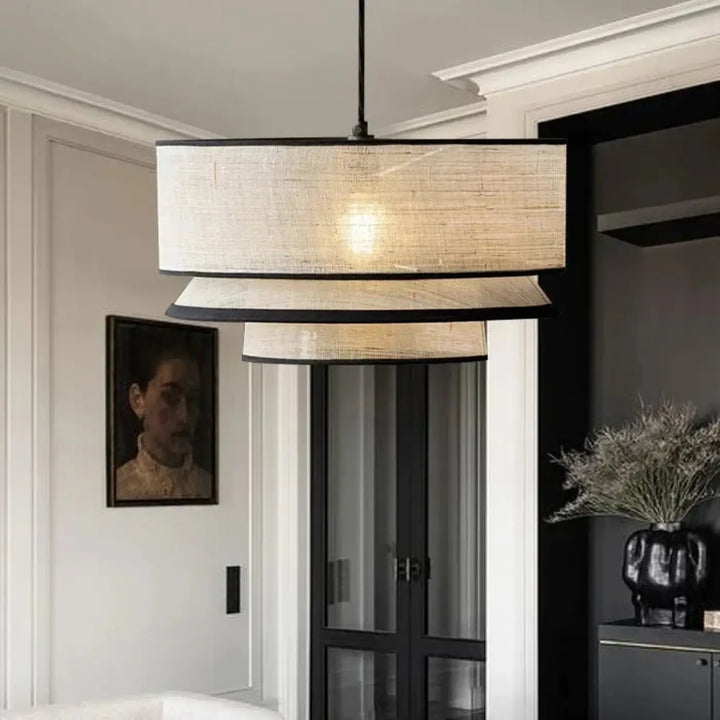 Suspension luminaire moderne en tissu blanc élégant