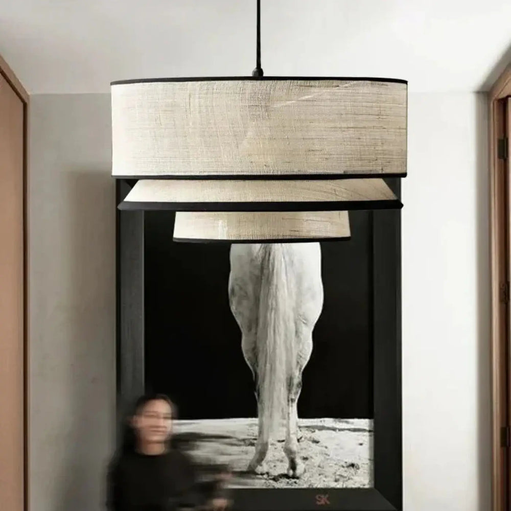 Suspension luminaire moderne en tissu blanc élégant