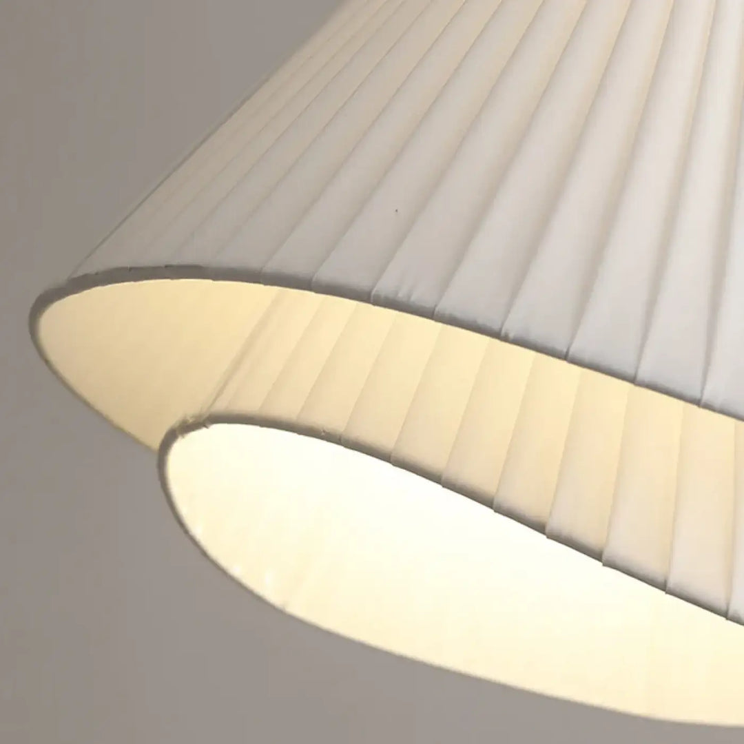 Suspension Luminaire Moderne En Tissu Blanc Plissé Design Élégant
