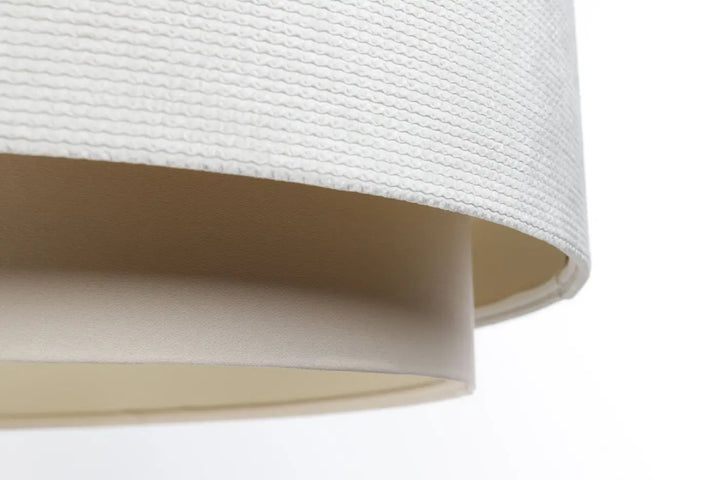 Suspension luminaire doblo classic en tissu crème à texture tissée subtile avec doublure intérieure crème