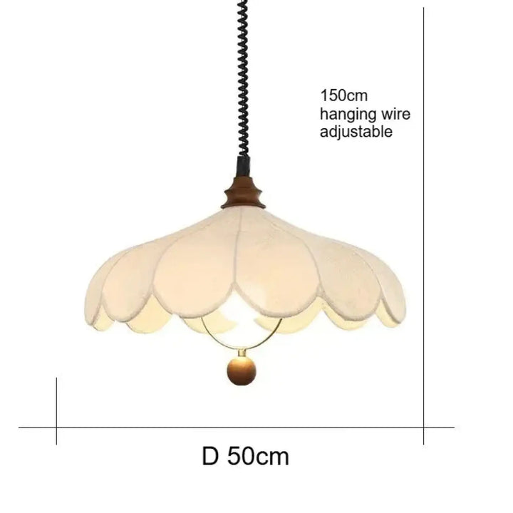 Suspension moderne en tissu ondulé blanc design élégant