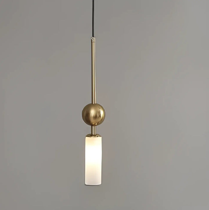 Suspension luminaire krysta en laiton avec boule métallique et abat-jour en verre dépoli pour éclairage intérieur