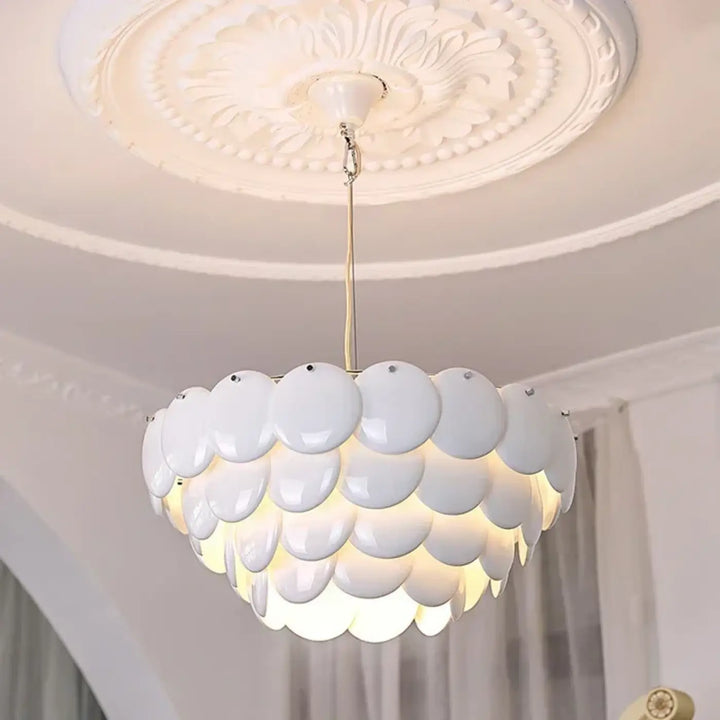 Suspension luminaire moderne en verre blanc sculpté élégant