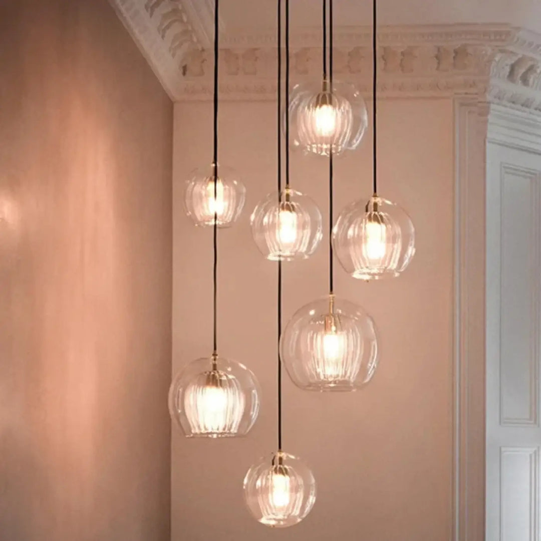 Suspension luminaire moderne en verre avec détail doré