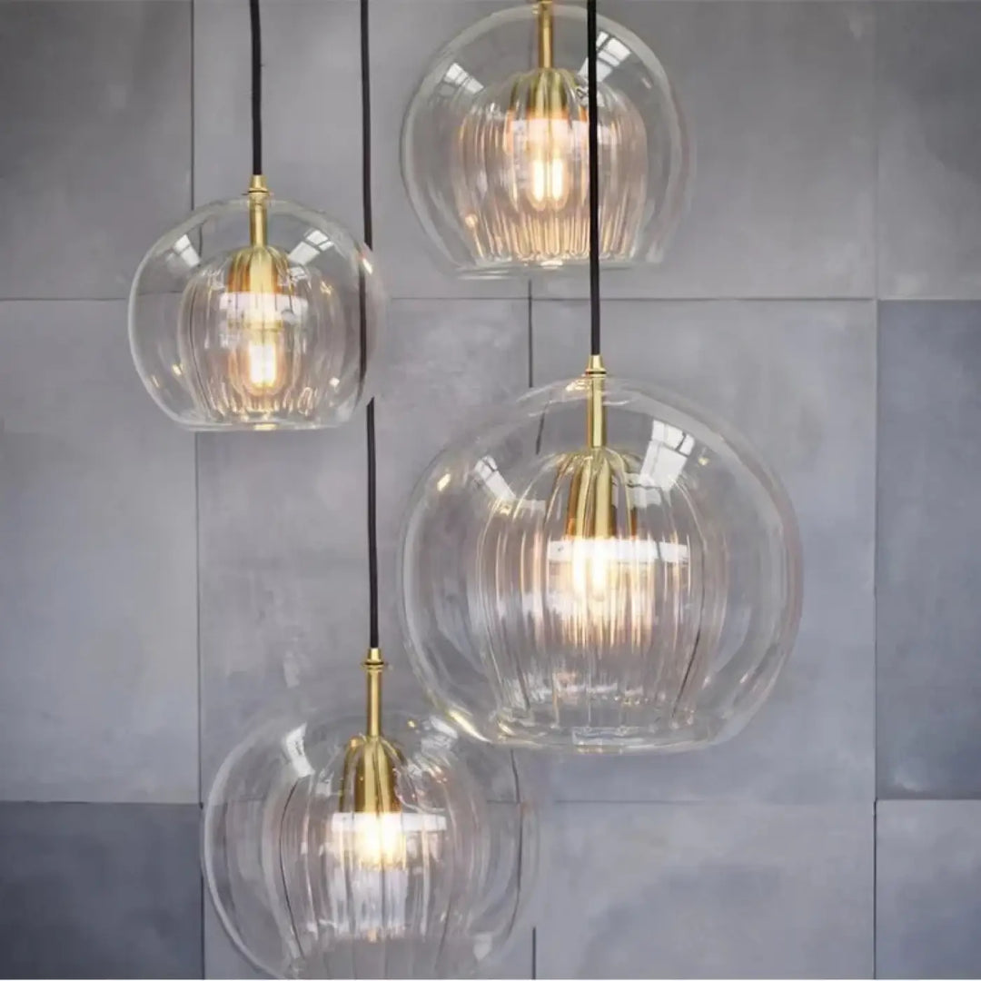 Suspension luminaire moderne en verre avec détail doré