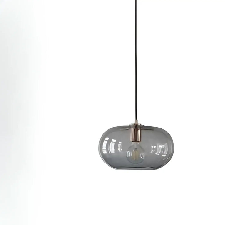 Suspension luminaire moderne sietra en verre fumé gris avec fixation métallique cuivrée