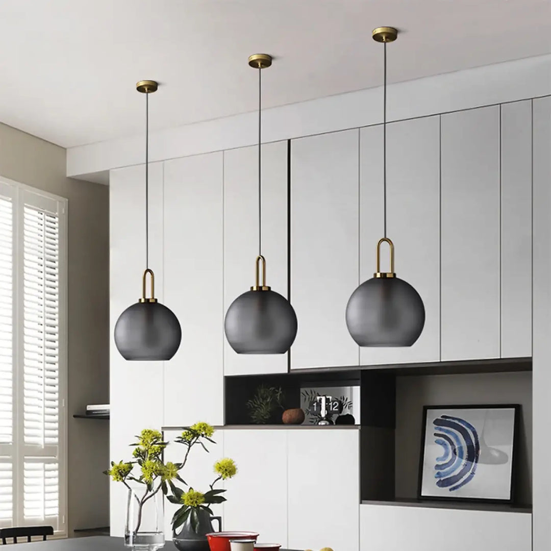 Suspension luminaire moderne en verre fumé au style design
