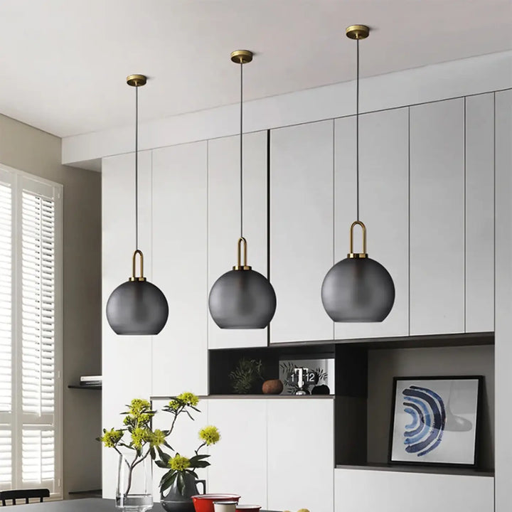 Suspension luminaire moderne en verre fumé au style design