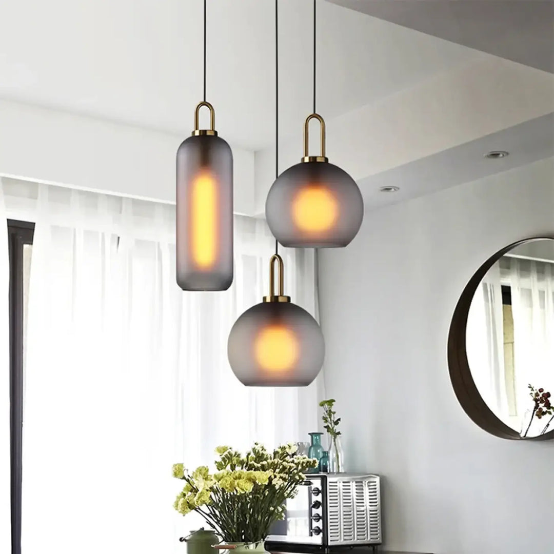 Suspension luminaire moderne en verre fumé au style design