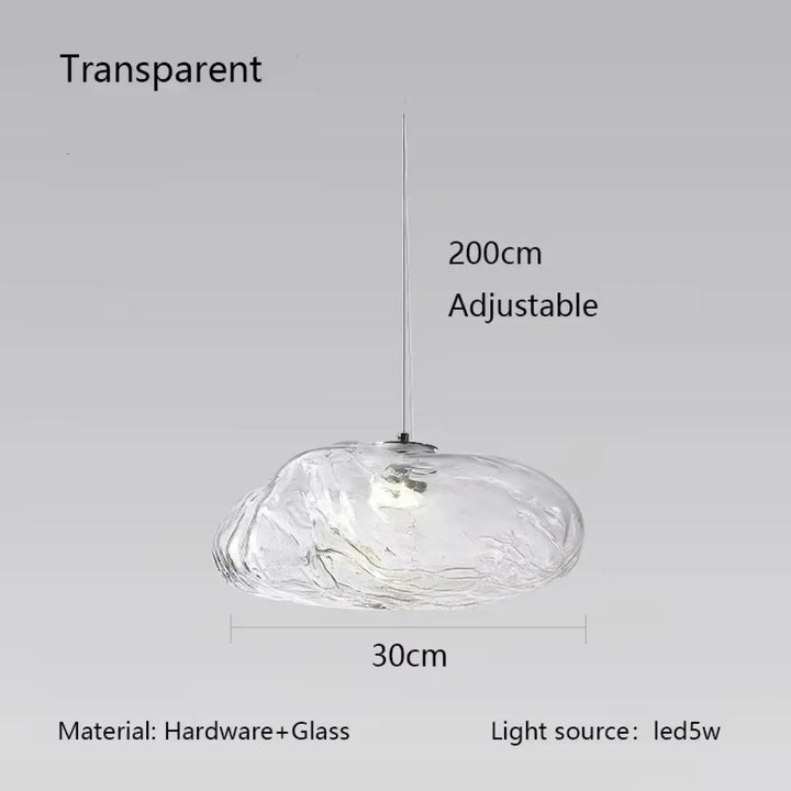 Suspension luminaire moderne en verre texturé forme galet