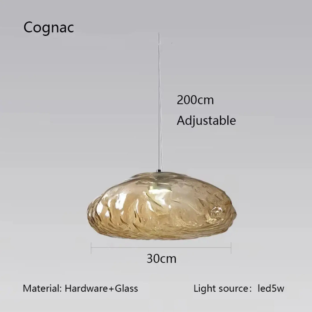 Suspension luminaire moderne en verre texturé forme galet