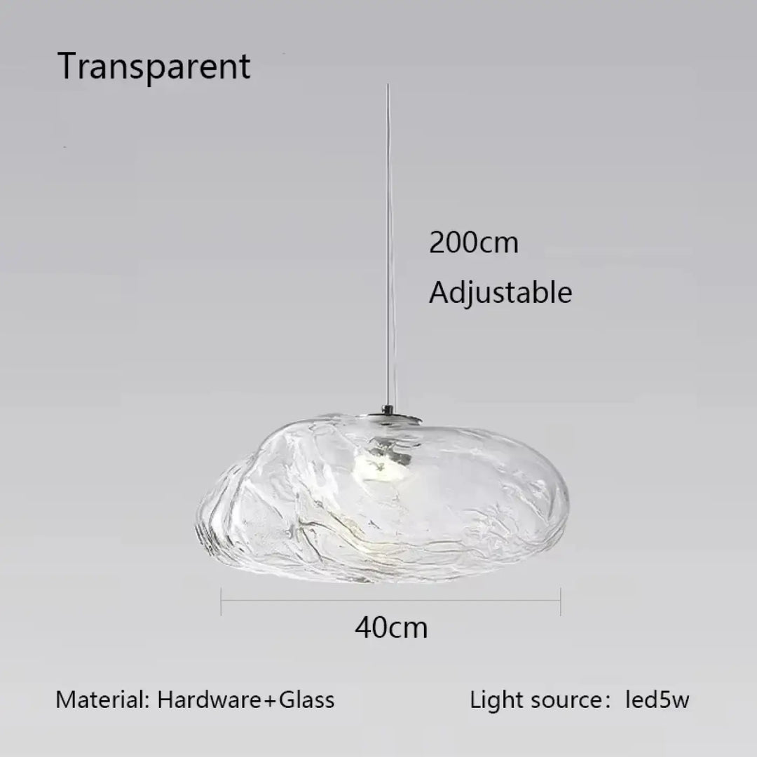 Suspension luminaire moderne en verre texturé forme galet