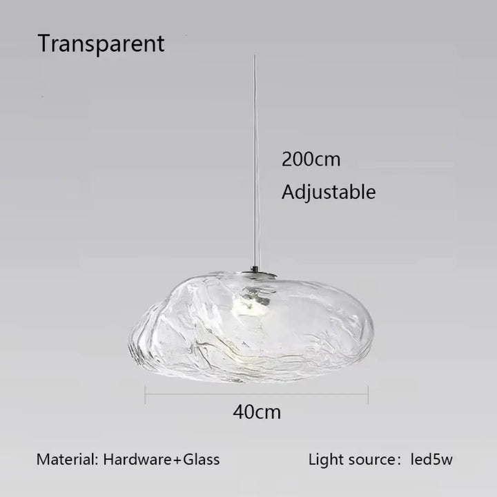 Suspension luminaire moderne en verre texturé forme galet