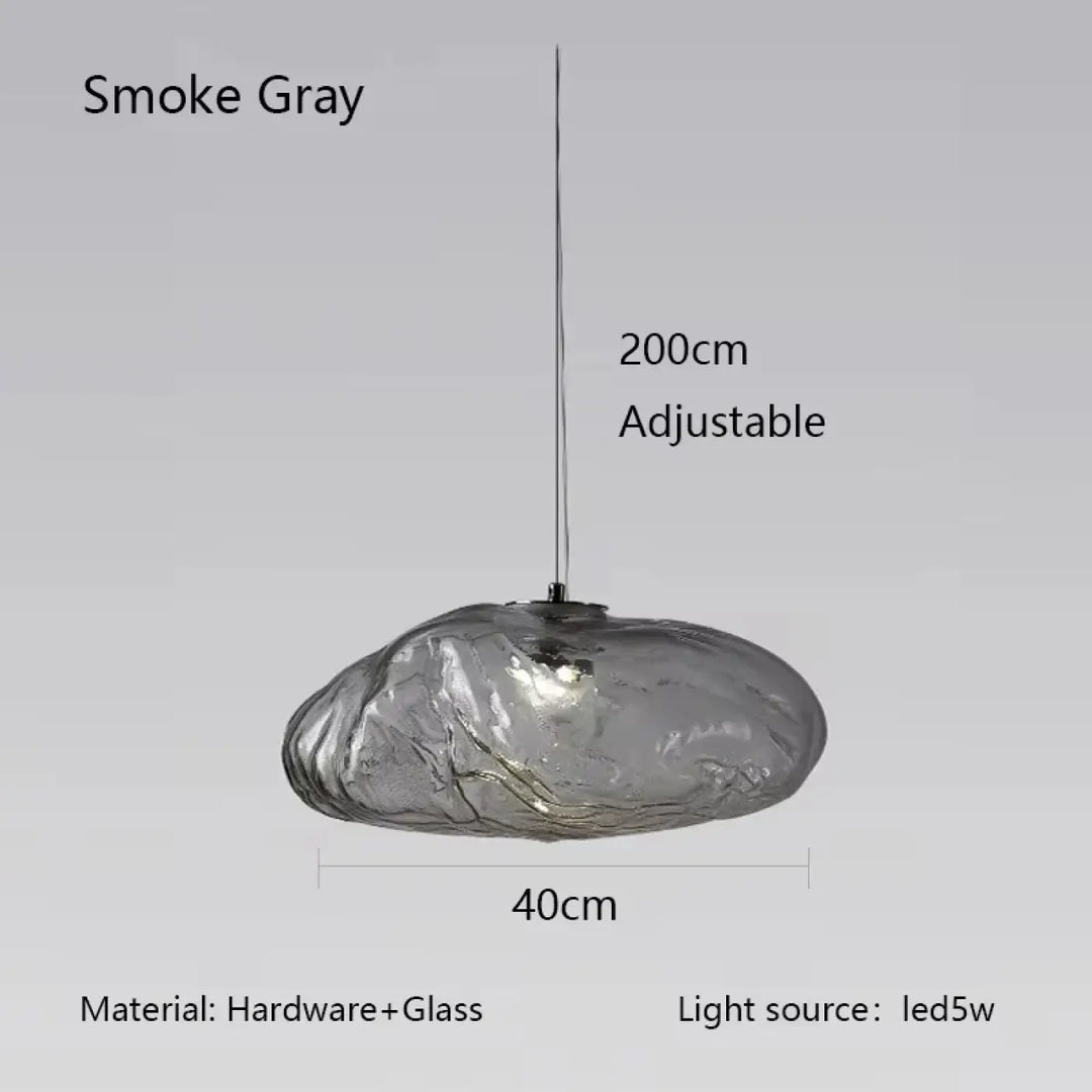 Suspension luminaire moderne en verre texturé forme galet