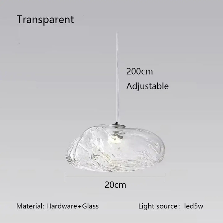 Suspension luminaire moderne en verre texturé forme galet