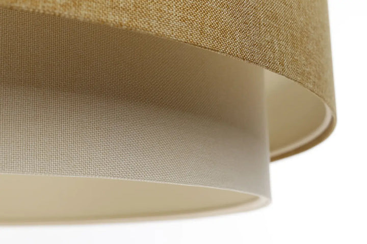 Suspension luminaire doblo boho elegant avec abat-jour beige en lin texturé et doublure crème subtilement tissée