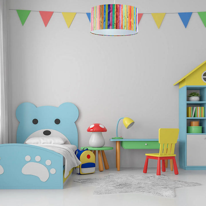 Suspension luminaire multicolore cylindrique à rayures colorées pour un éclairage décoratif moderne
