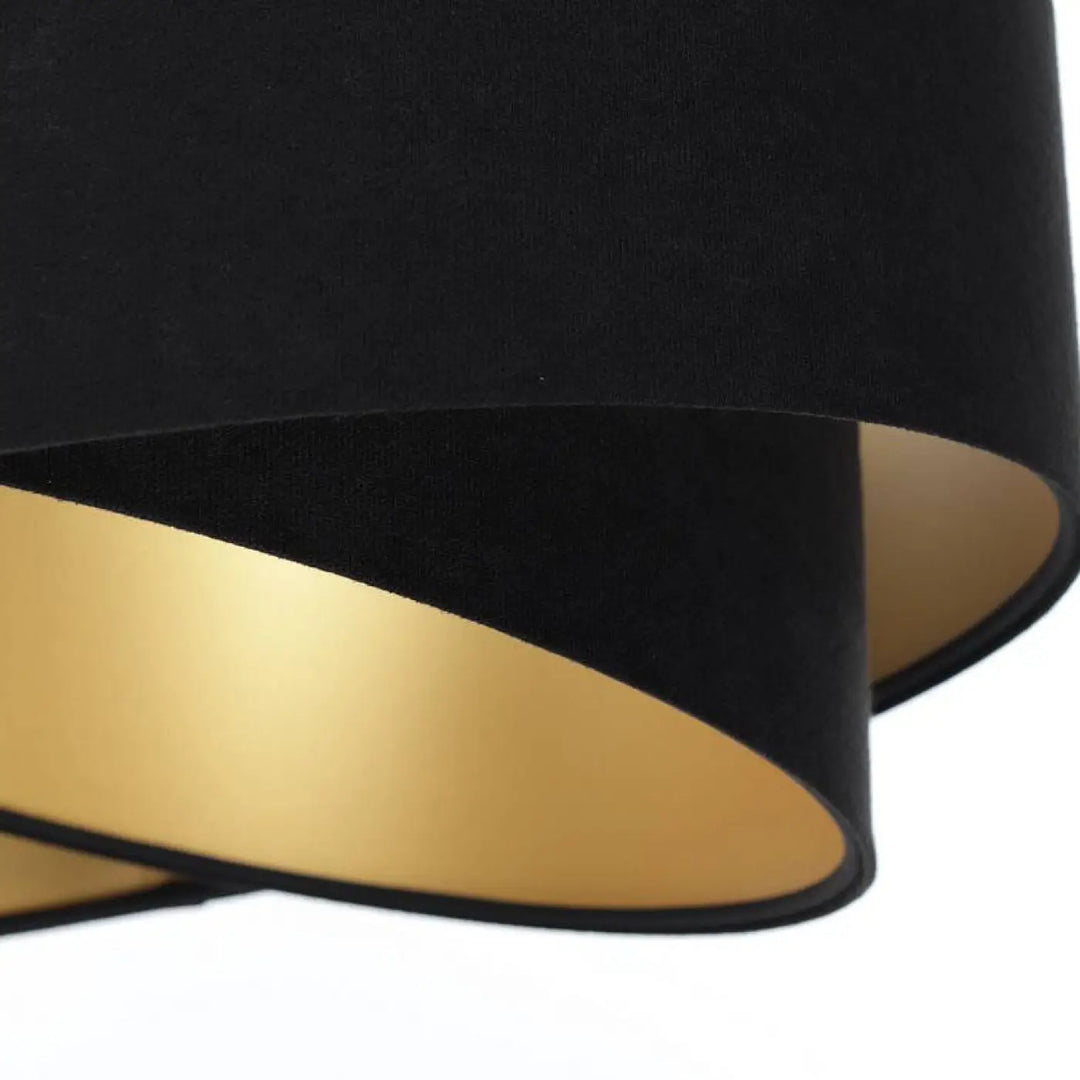 Suspension luminaire galaxy auric noir avec abat-jour velours noir et intérieur doré élégant