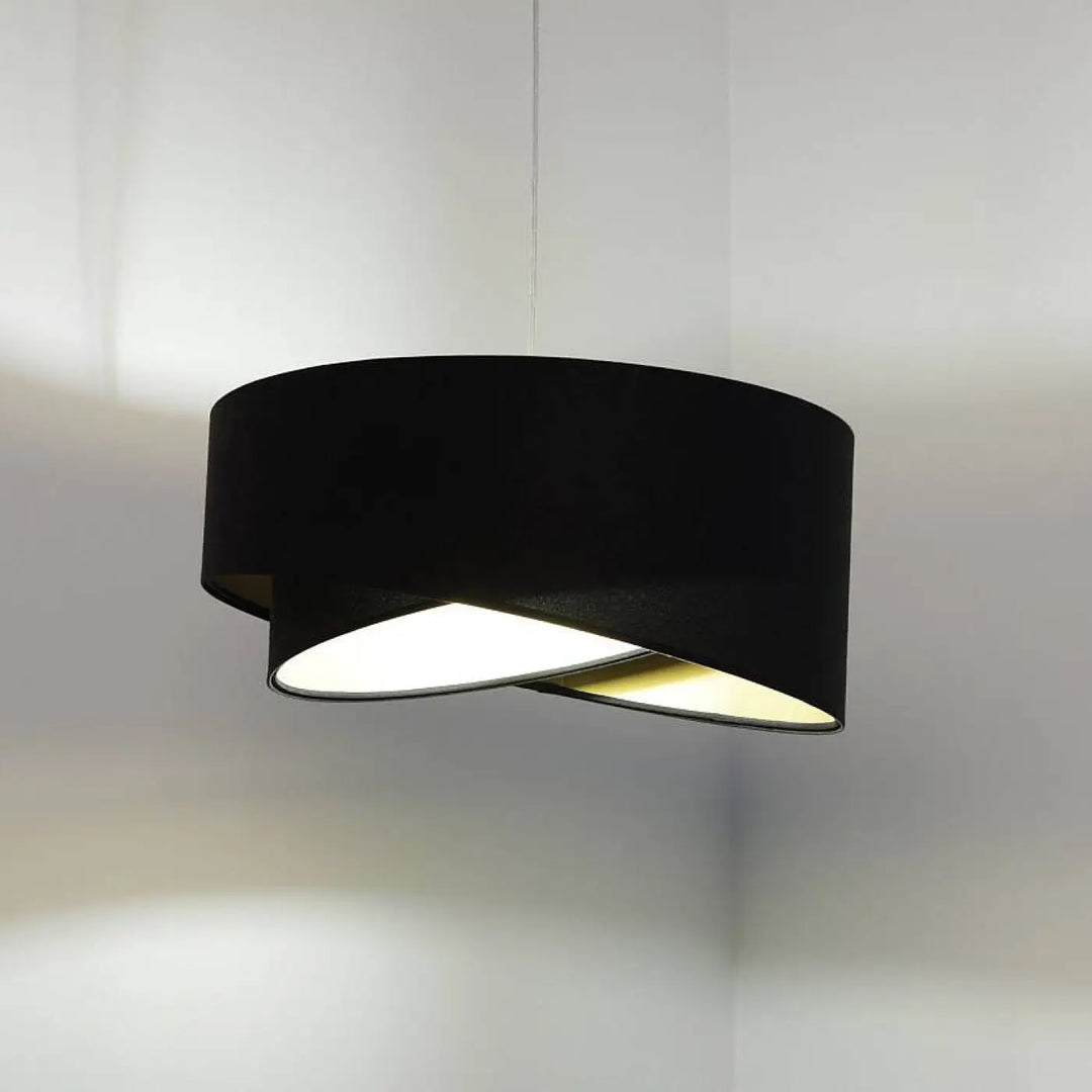 Suspension luminaire noir galactic auric en forme cylindrique avec intérieur lumineux et design moderne velours