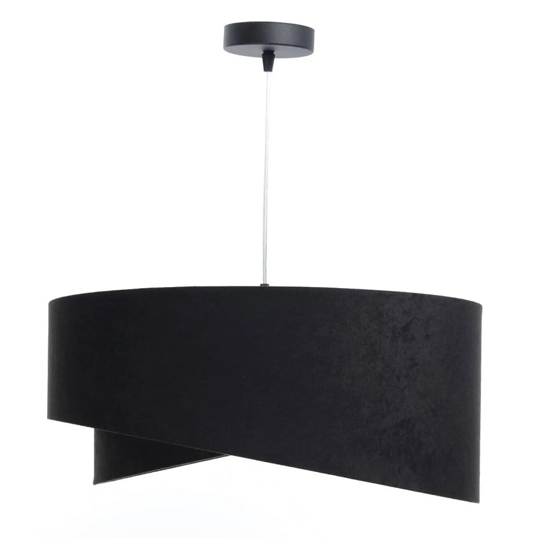 Suspension luminaire noir en velours avec design moderne et tige suspendue minimaliste pour intérieur élégant