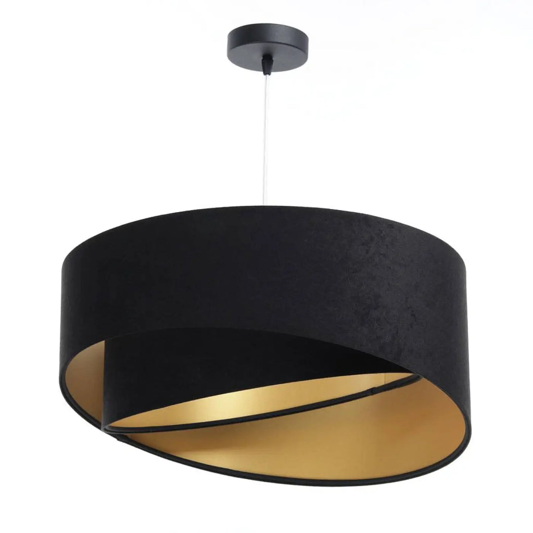 Suspension luminaire noir en velours avec intérieur doré au design moderne élégant galaxi auric suspension luminaire