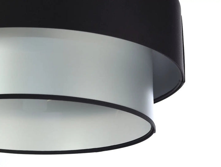 Suspension luminaire noire duo avec abat-jour tambour à étages noir et blanc fini mat en aluminium