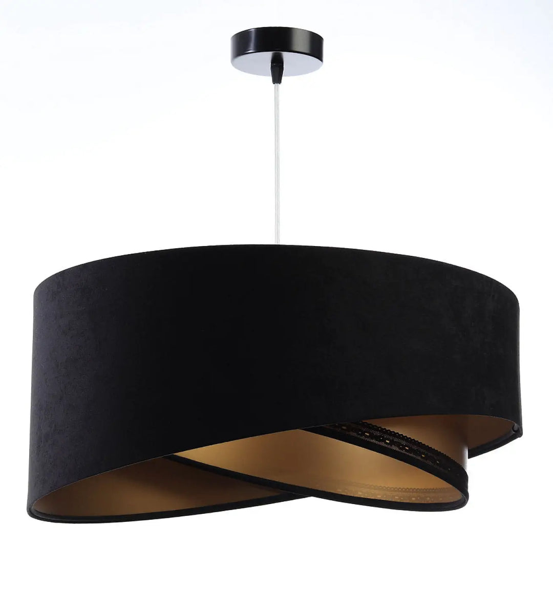Suspension luminaire noire galactic en velours noir avec intérieur doré et design moderne élégant