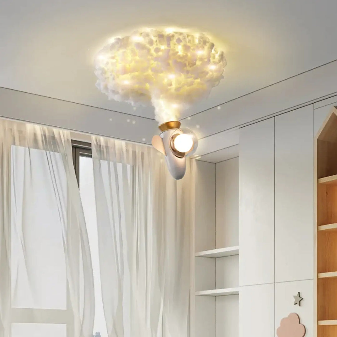Luminaire plafonnier nerdiah en forme de nuage avec tissu blanc délicat et lumière chaude idéal pour suspension luminaire nuage enfant ciel étoilé