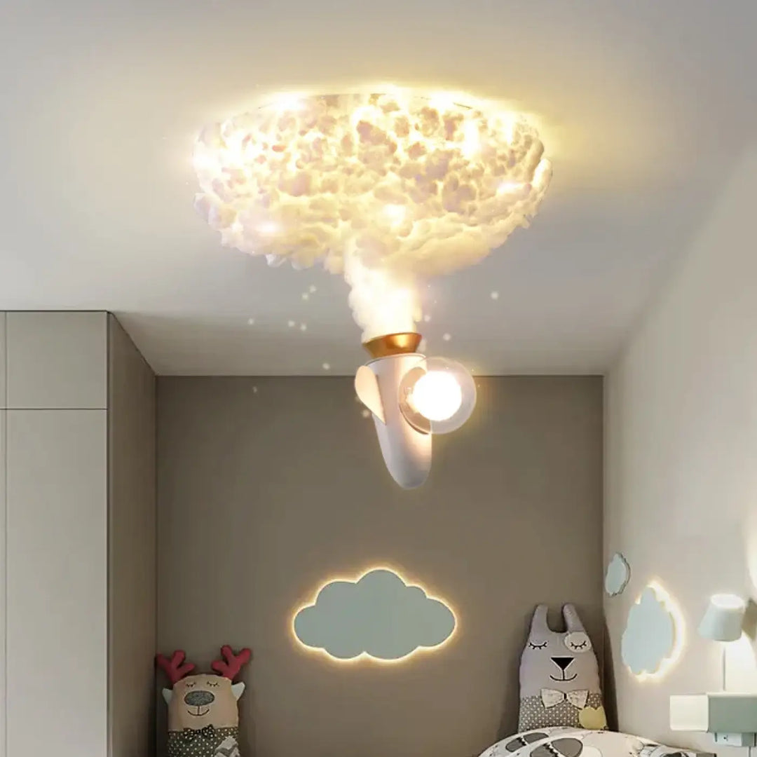 Luminaire plafonnier nerdiah suspension luminaire nuage blanc avec base fusée et brume pour luminaire nuage enfant ciel étoilé