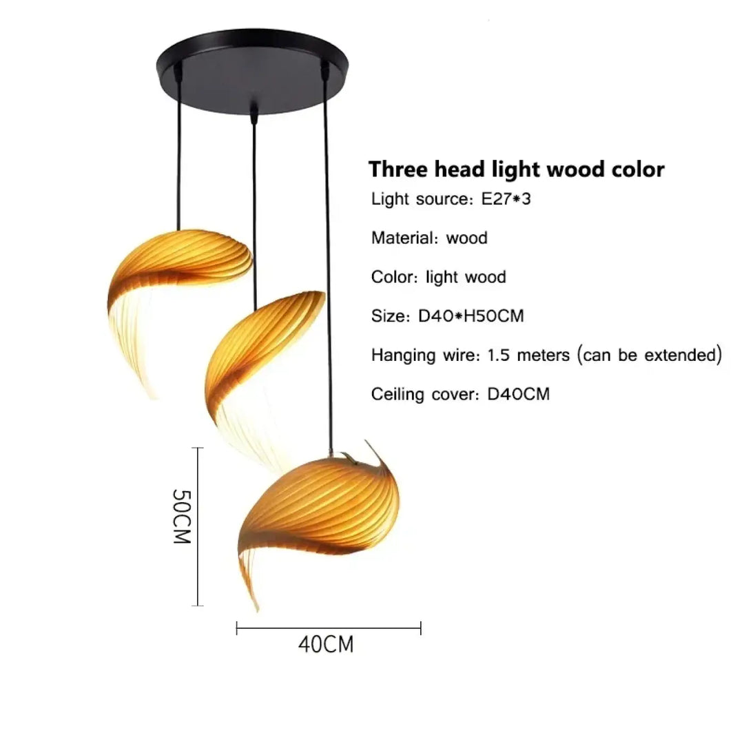 Suspension organique en bois sculptural ambiance chaleureuse
