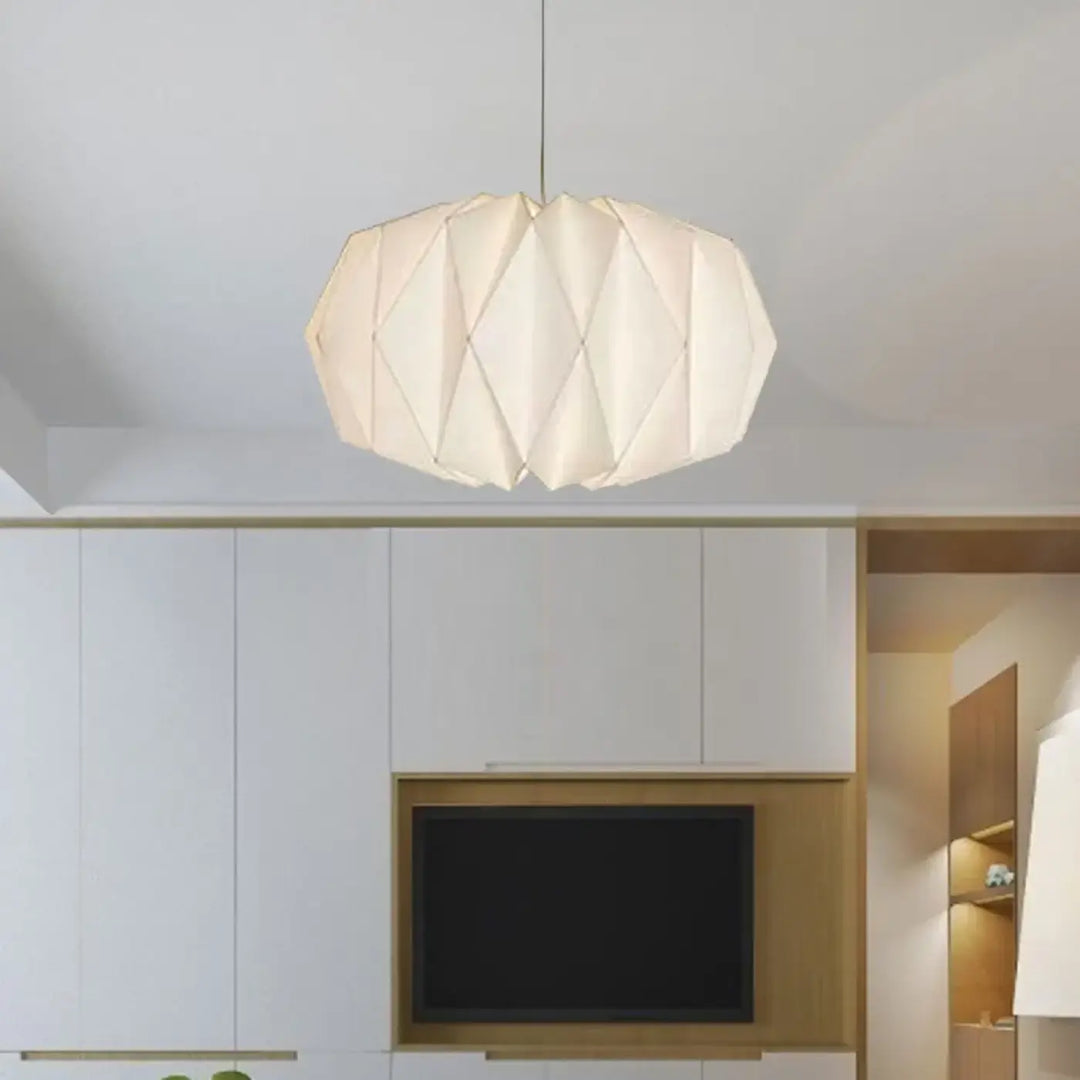 Suspension luminaire origami papier blanc style scandinave