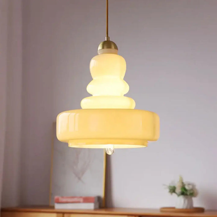 Suspension Luminaire Originale Blanc Cassé Forme Artistique