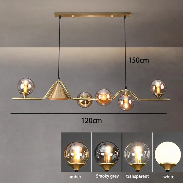 Suspension luminaire originale à boules en verre fumé style élégant