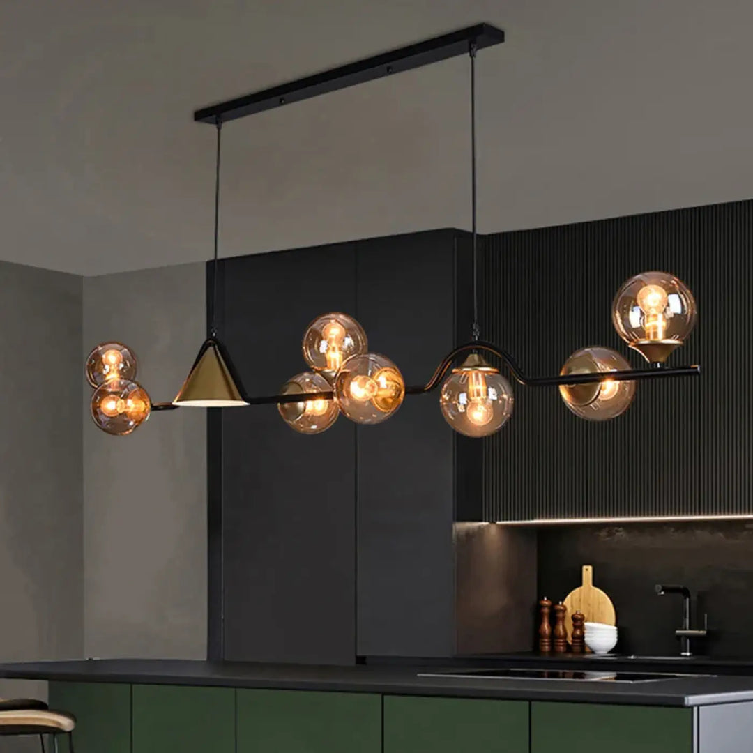 Suspension luminaire originale à boules en verre fumé style élégant
