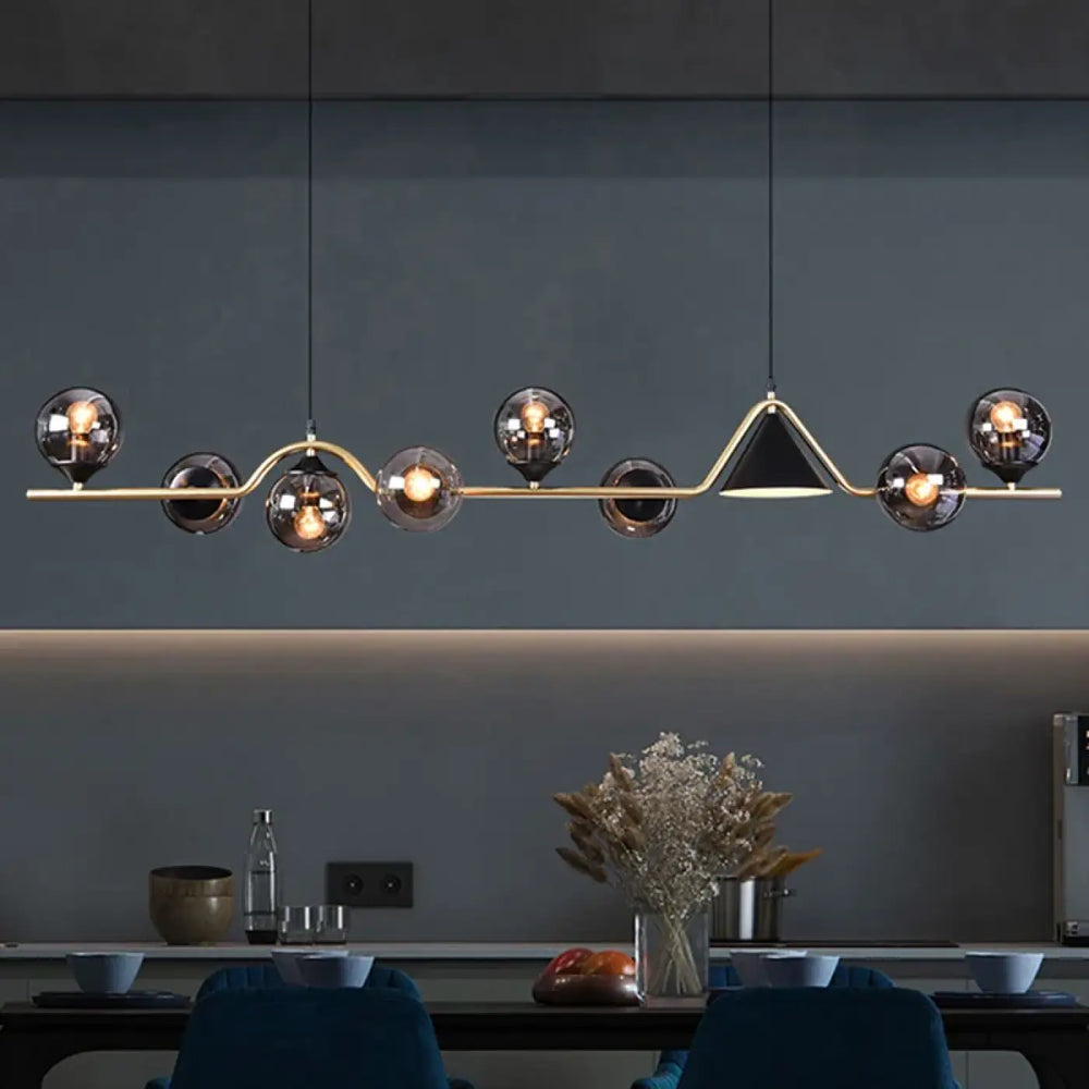 Suspension luminaire originale à boules en verre fumé style élégant