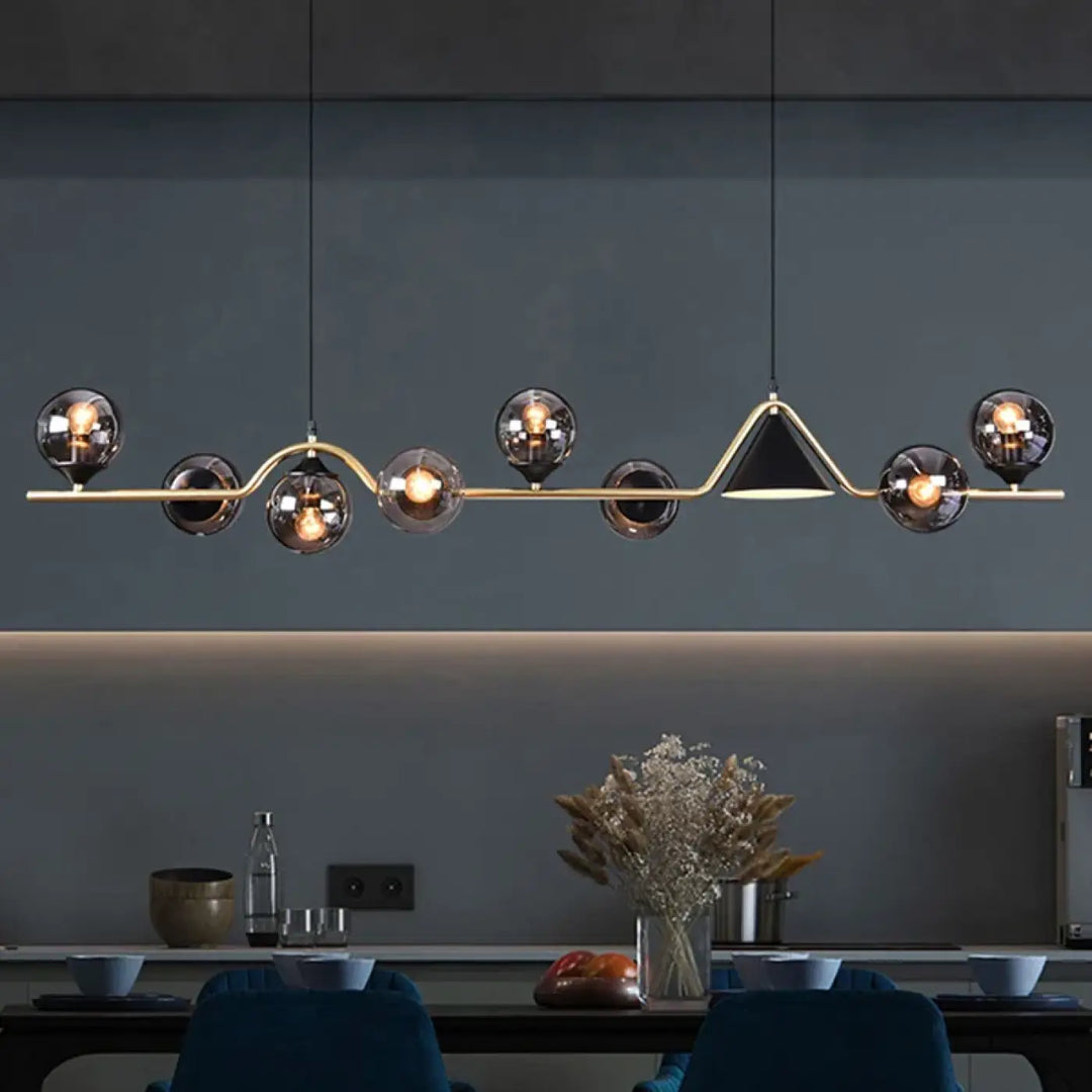 Suspension luminaire originale à boules en verre fumé style élégant