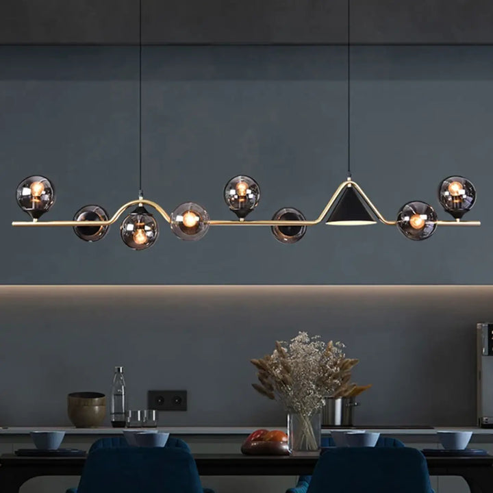 Suspension luminaire originale à boules en verre fumé style élégant