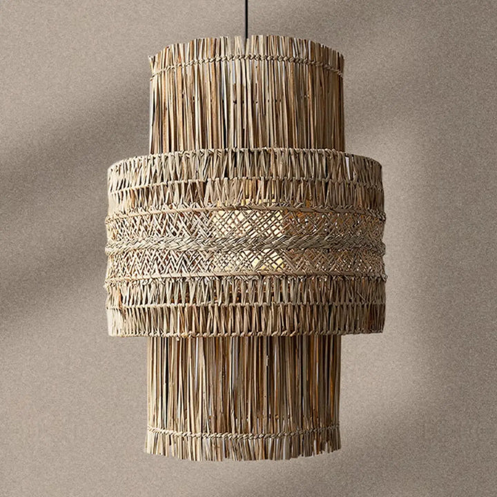 Suspension luminaire en osier au style asiatique pour décoration zen