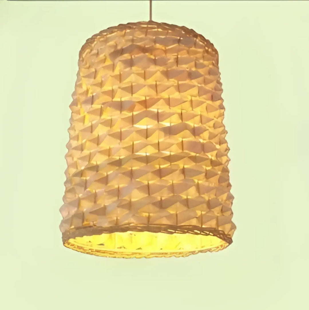 Suspension luminaire satori lampe suspendue cylindrique couleur chaude en bambou tressé naturelle