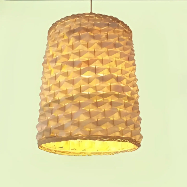 Suspension luminaire satori lampe suspendue cylindrique couleur chaude en bambou tressé naturelle