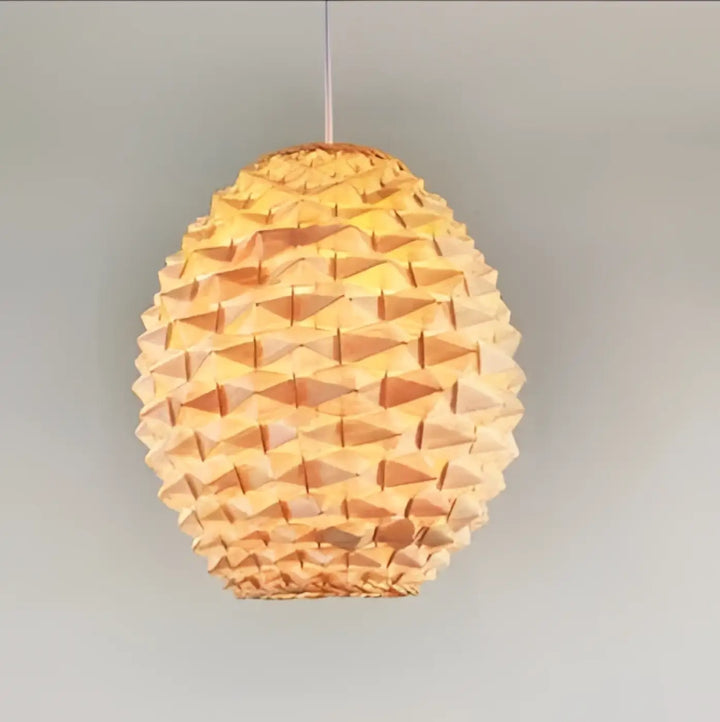 Suspension luminaire satori en papier doré avec un motif géométrique texturé triangulaire pour lampe suspendue