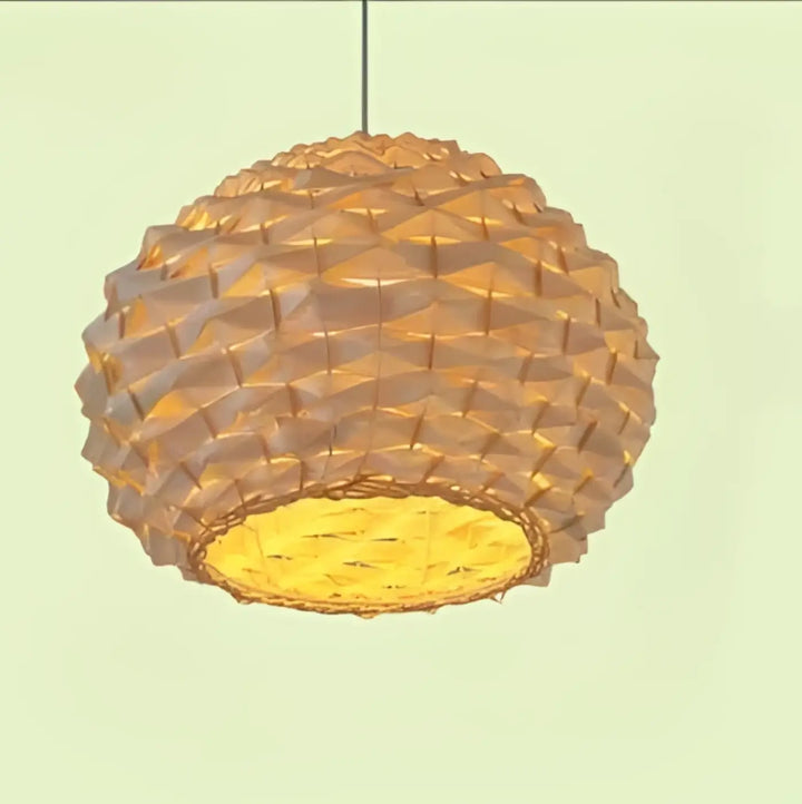 Suspension luminaire satori en lampe suspendue à motif géométrique tissé avec une lumière dorée chaude