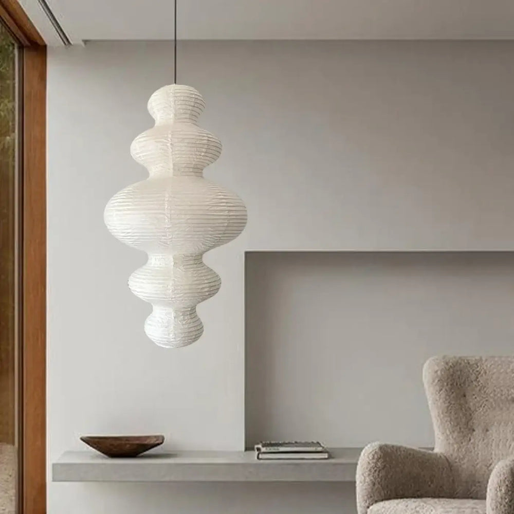 Suspension luminaire en papier design moderne blanc épuré