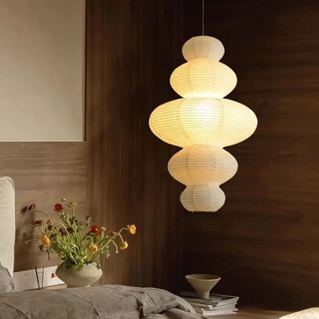 Suspension luminaire en papier design moderne blanc épuré