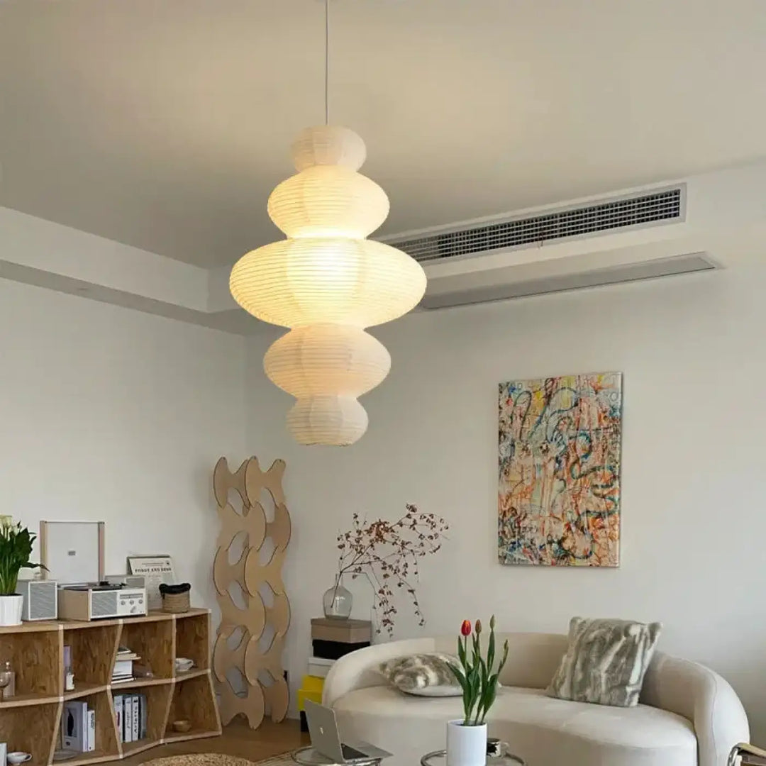 Suspension luminaire en papier design moderne blanc épuré