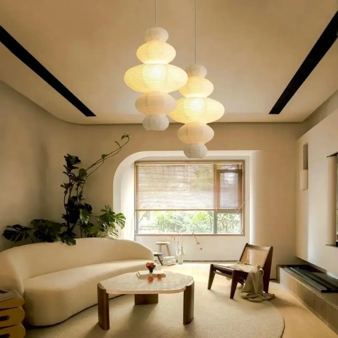 Suspension luminaire en papier design moderne blanc épuré