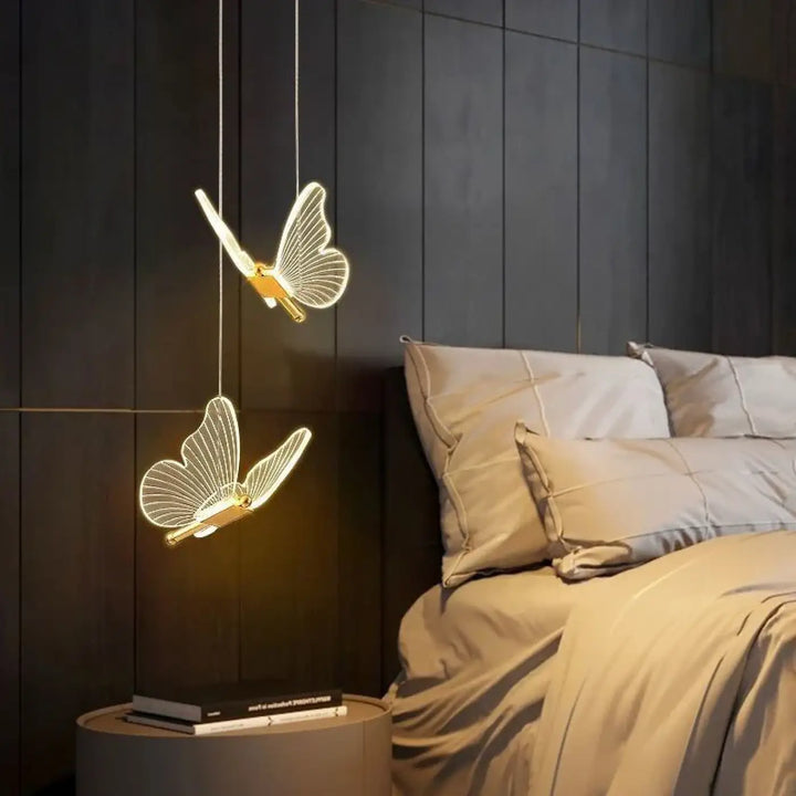 Suspension Luminaire Papillon À LED Effet Envol Doré