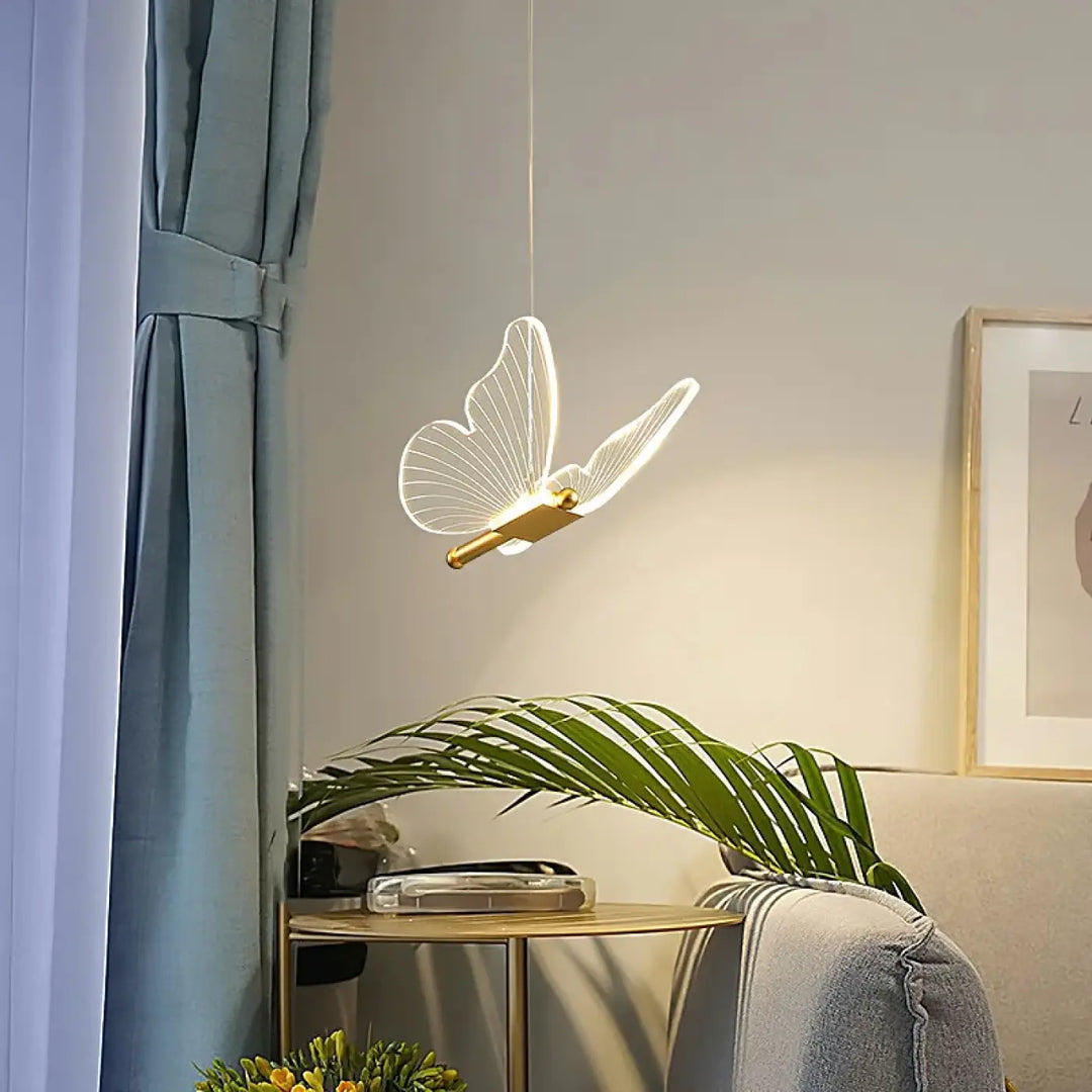 Suspension Luminaire Papillon À LED Effet Envol Doré
