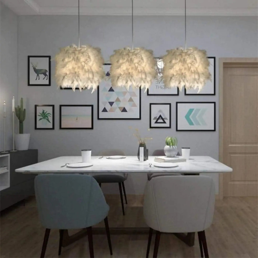 Suspension Luminaire Plume Cylindrique Blanche