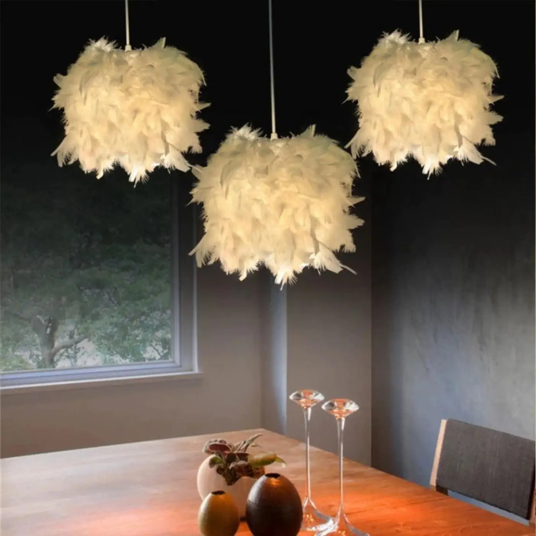 Suspension Luminaire Plume Cylindrique Blanche